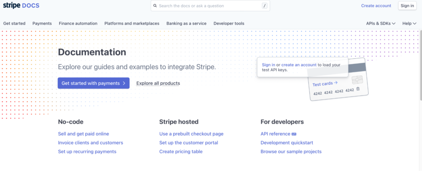 Documentation Metrics: Stripe's documentation example