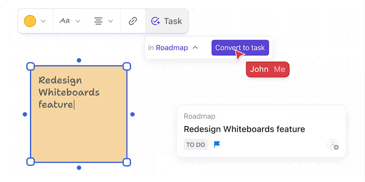 Add tasks in ClickUp Whiteboards