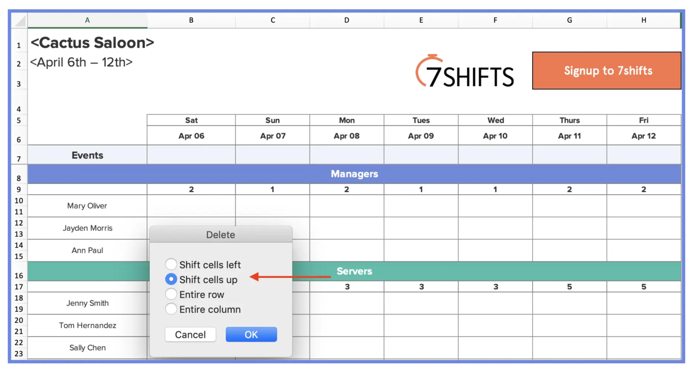 Drag-and-drop scheduling software: 7shifts