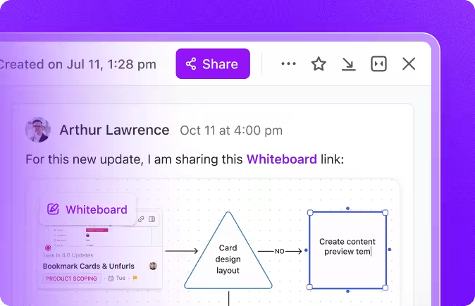 Create diagrams in ClickUp Whiteboards