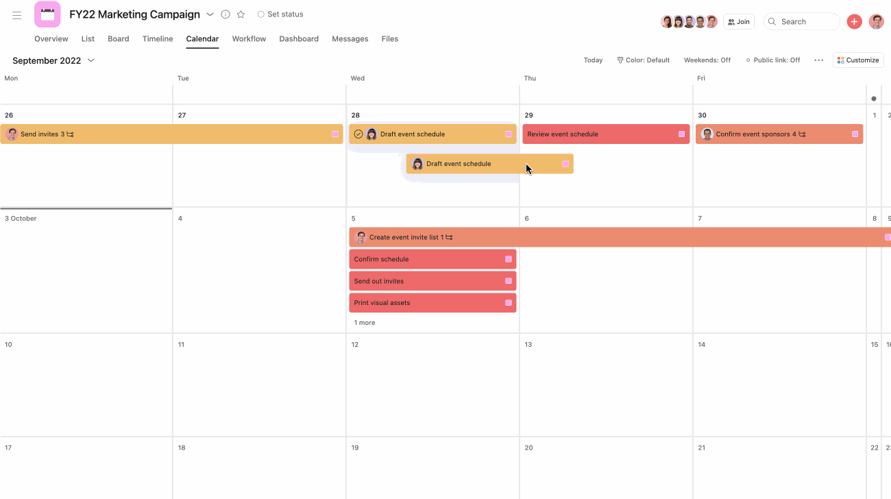 Asana for task scheduling