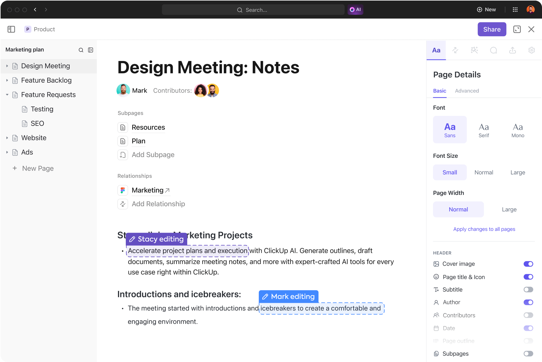 Transcribe meetings, manage agendas, and collaborate with ClickUp