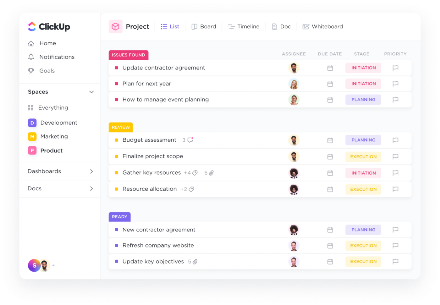Organize customer data with ClickUp List View