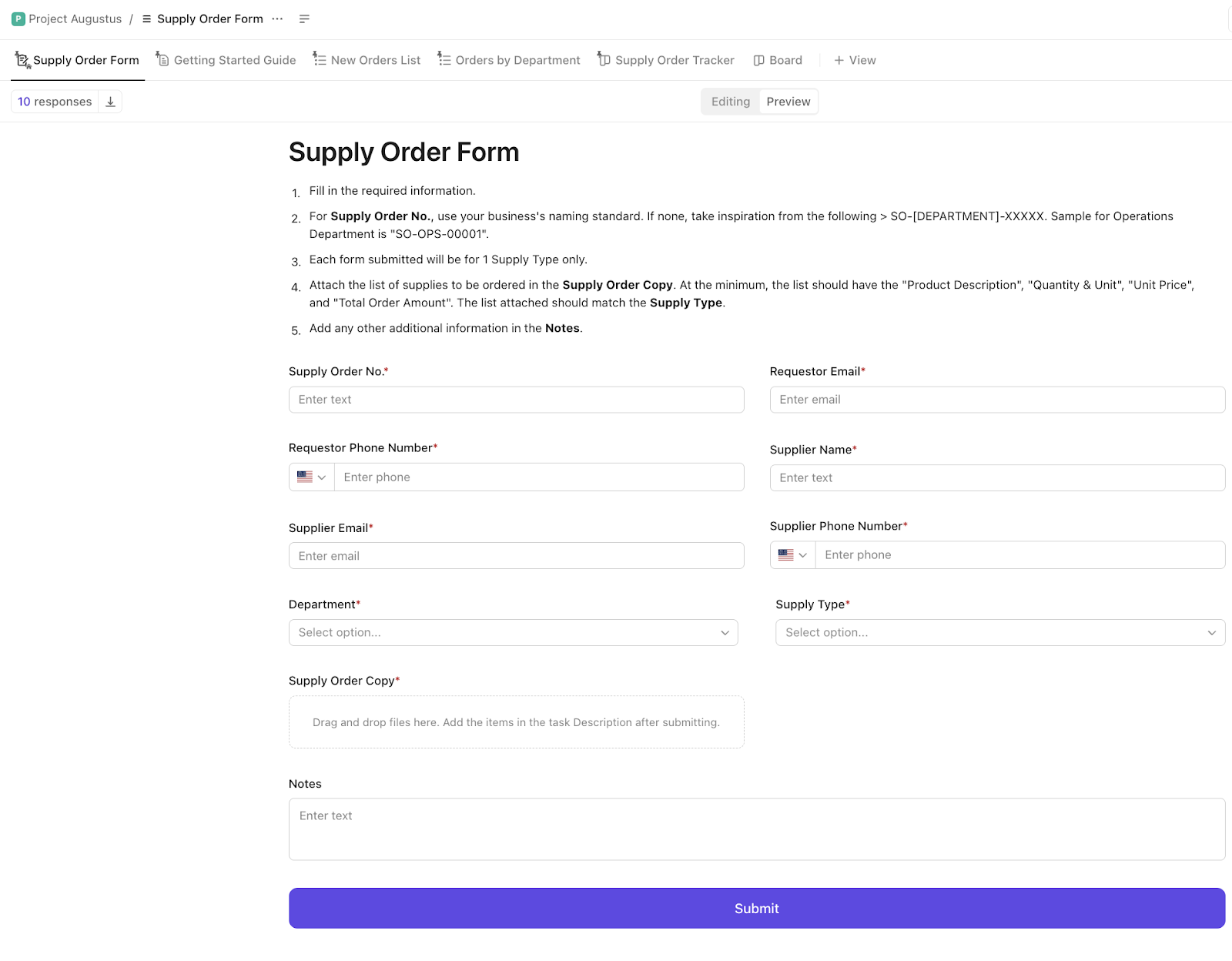  Purchase Requisition Form Template
:ClickUp Supply Order Form Template