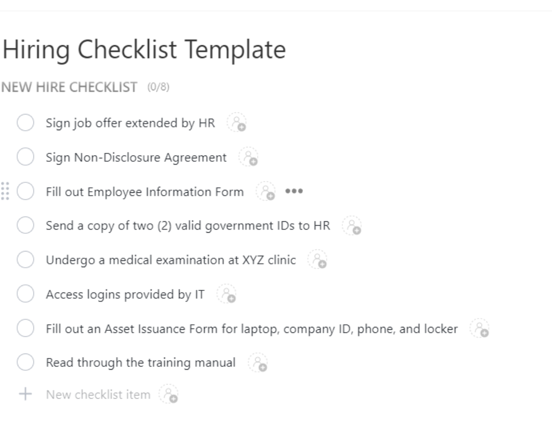 ClickUp Hiring Checklist Template