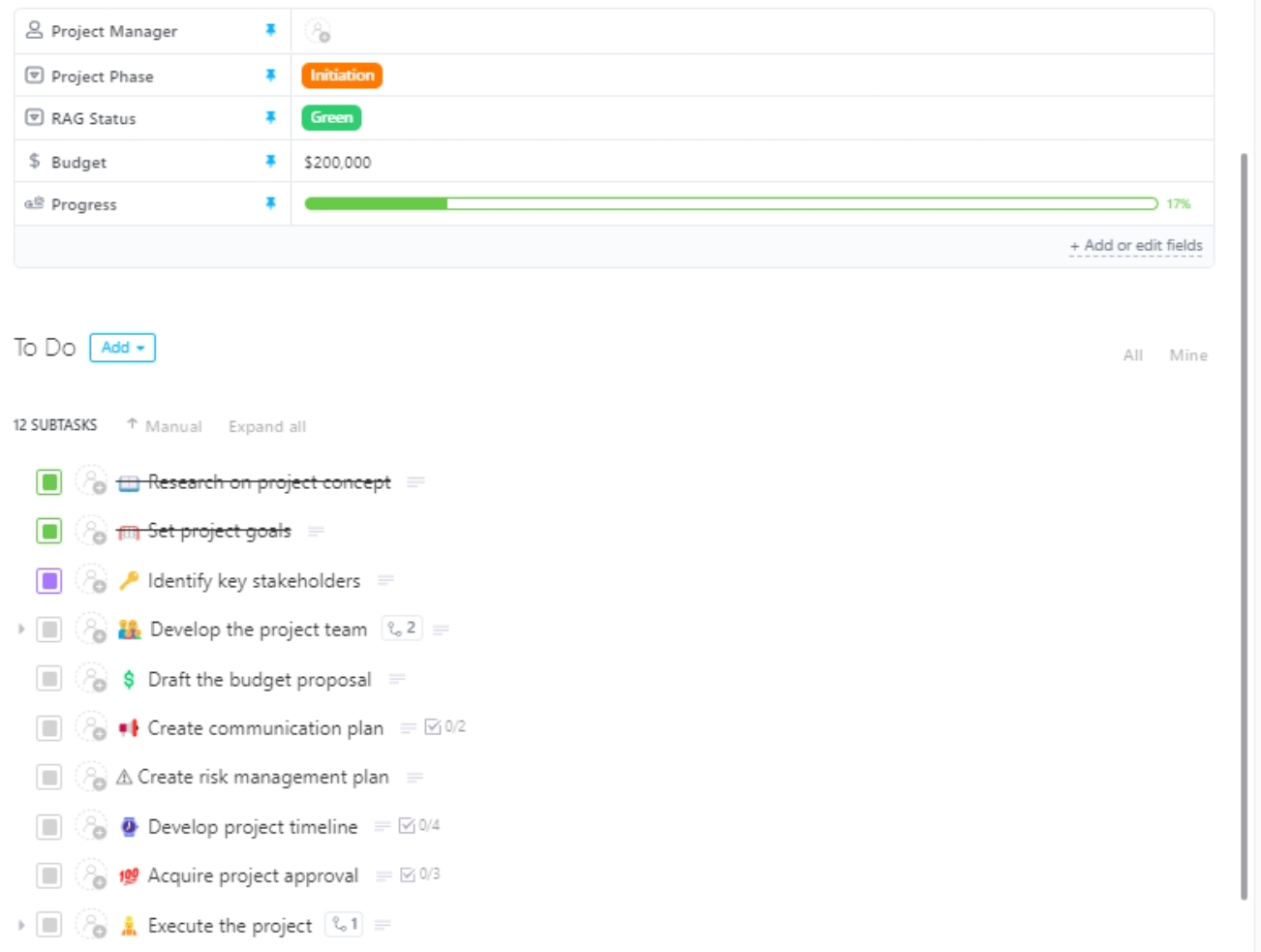 ClickUp Project Checklist Template