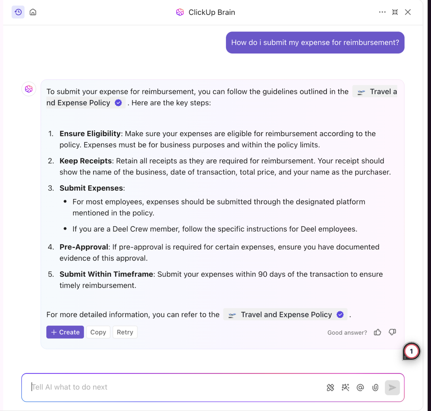 ClickUp vs Capacities
 : Ask ClickUp Brain questions regarding tasks, docs, and people