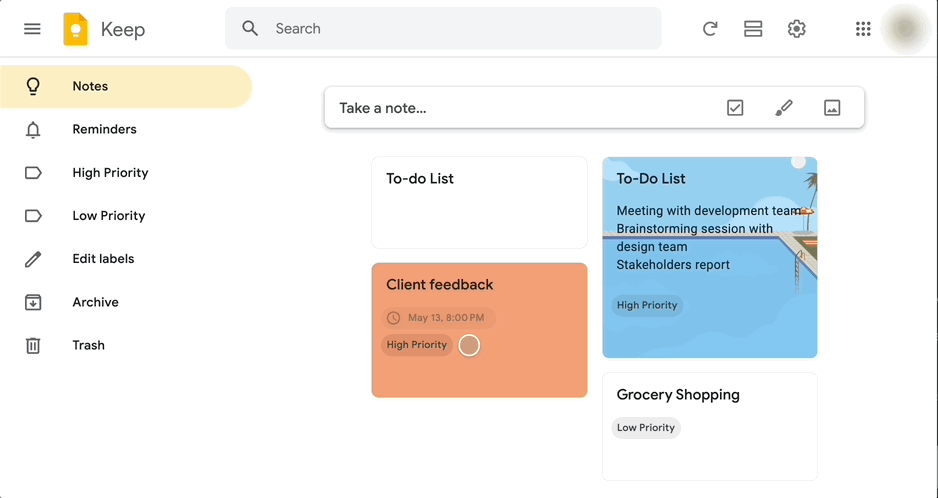 Google Keep Vs Apple Notes : Search feature