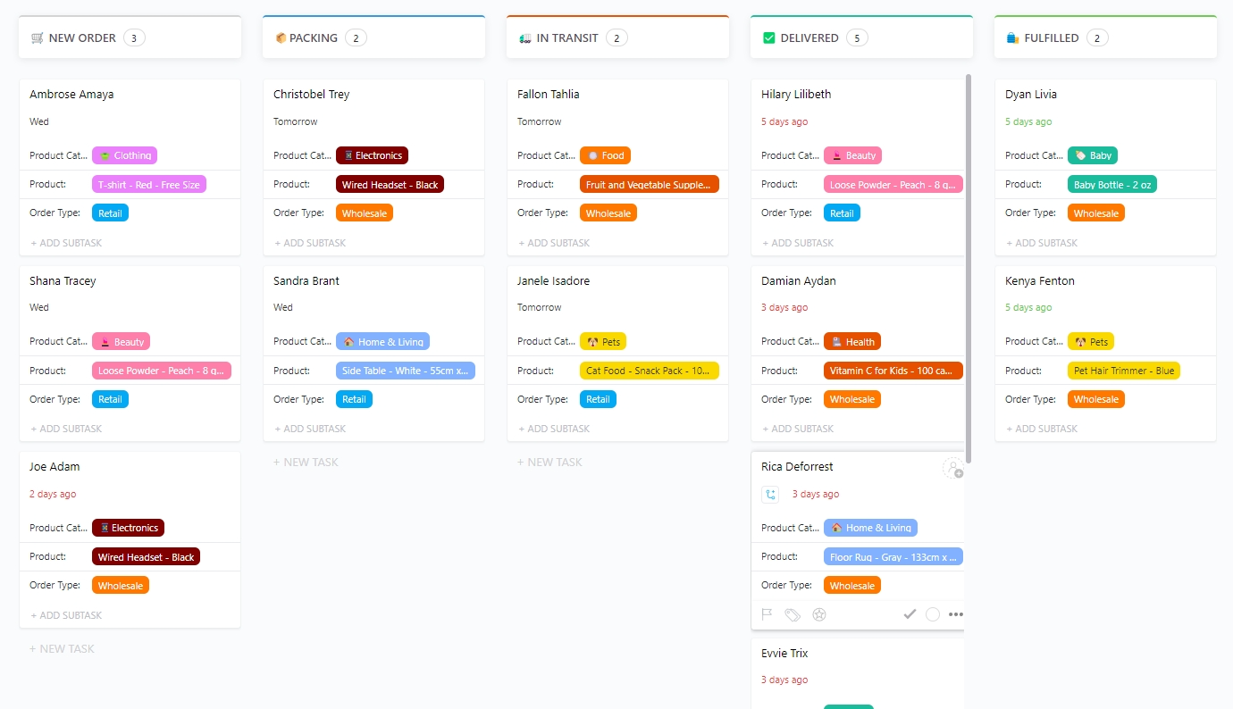 ClickUp's Product Order Form
