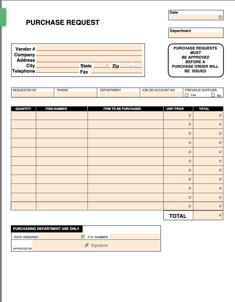 PDFFiller:  Purchase Request Form Template 