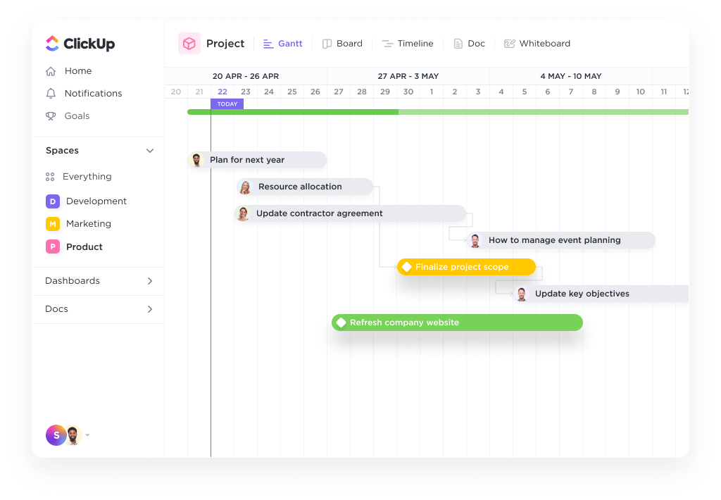 ClickUp to track project milestones