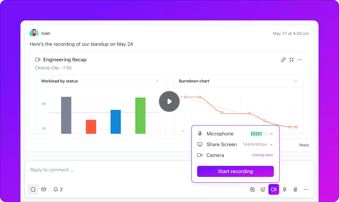 ClickUp Clips: Choose between system sound and more