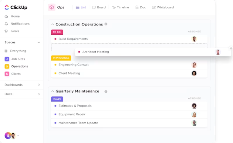 ClickUp Construction Project Management Software