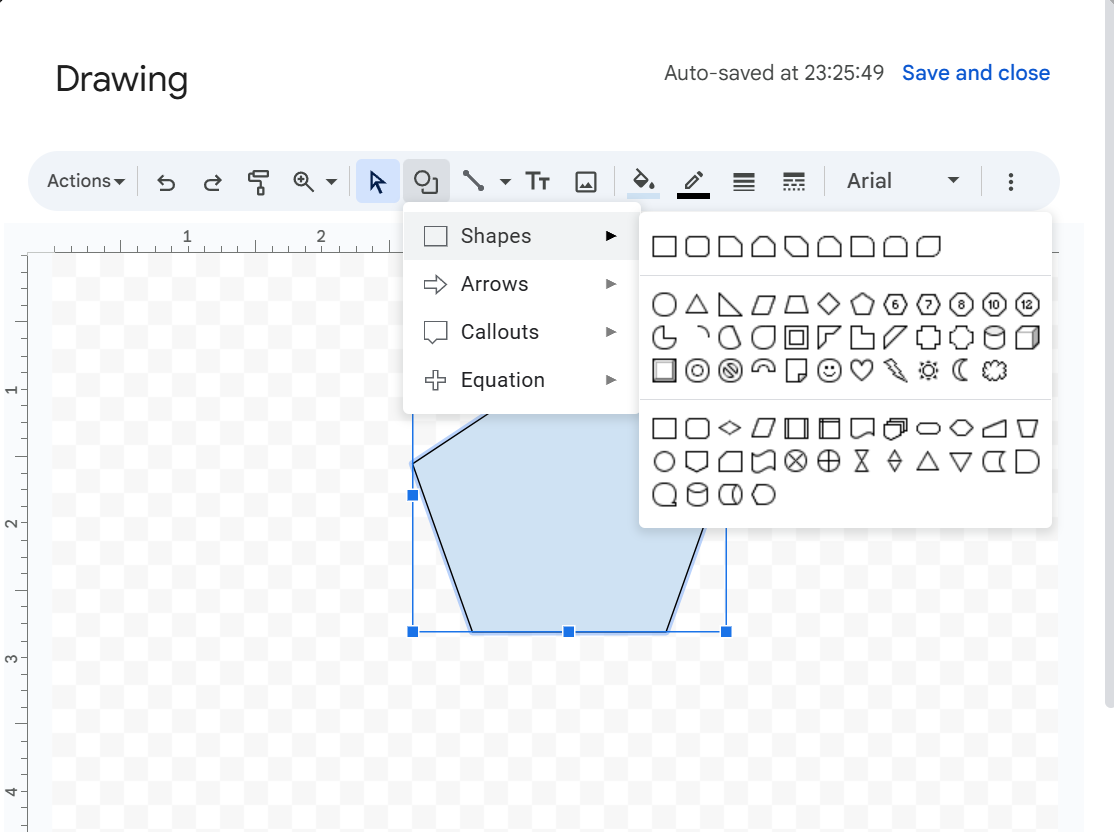 انقر على "أشكال" وخيارات أخرى لإنشاء مخطط تدفق_كيفية إنشاء منظم رسومي في Google Docs