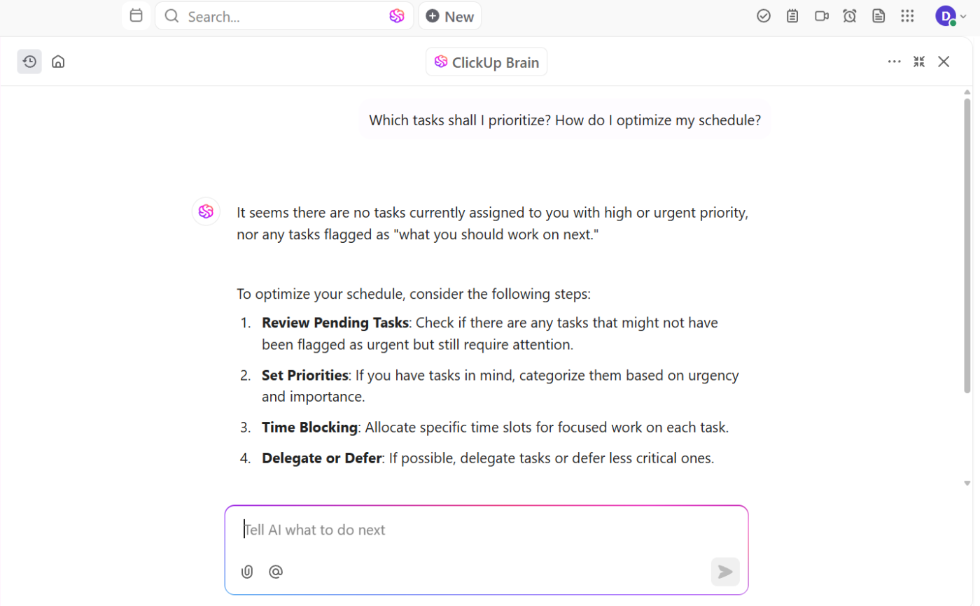 Use ClickUp Brain to summarize key updates and save time : fibery alternatives