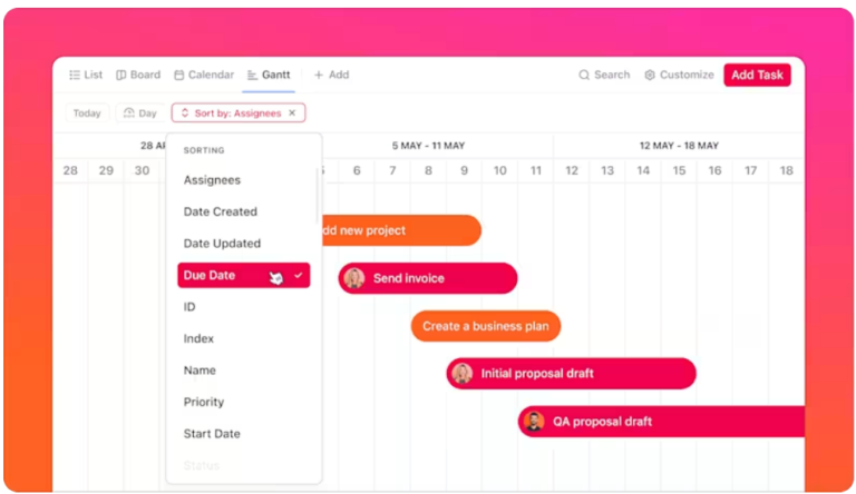 ClickUp Gantt