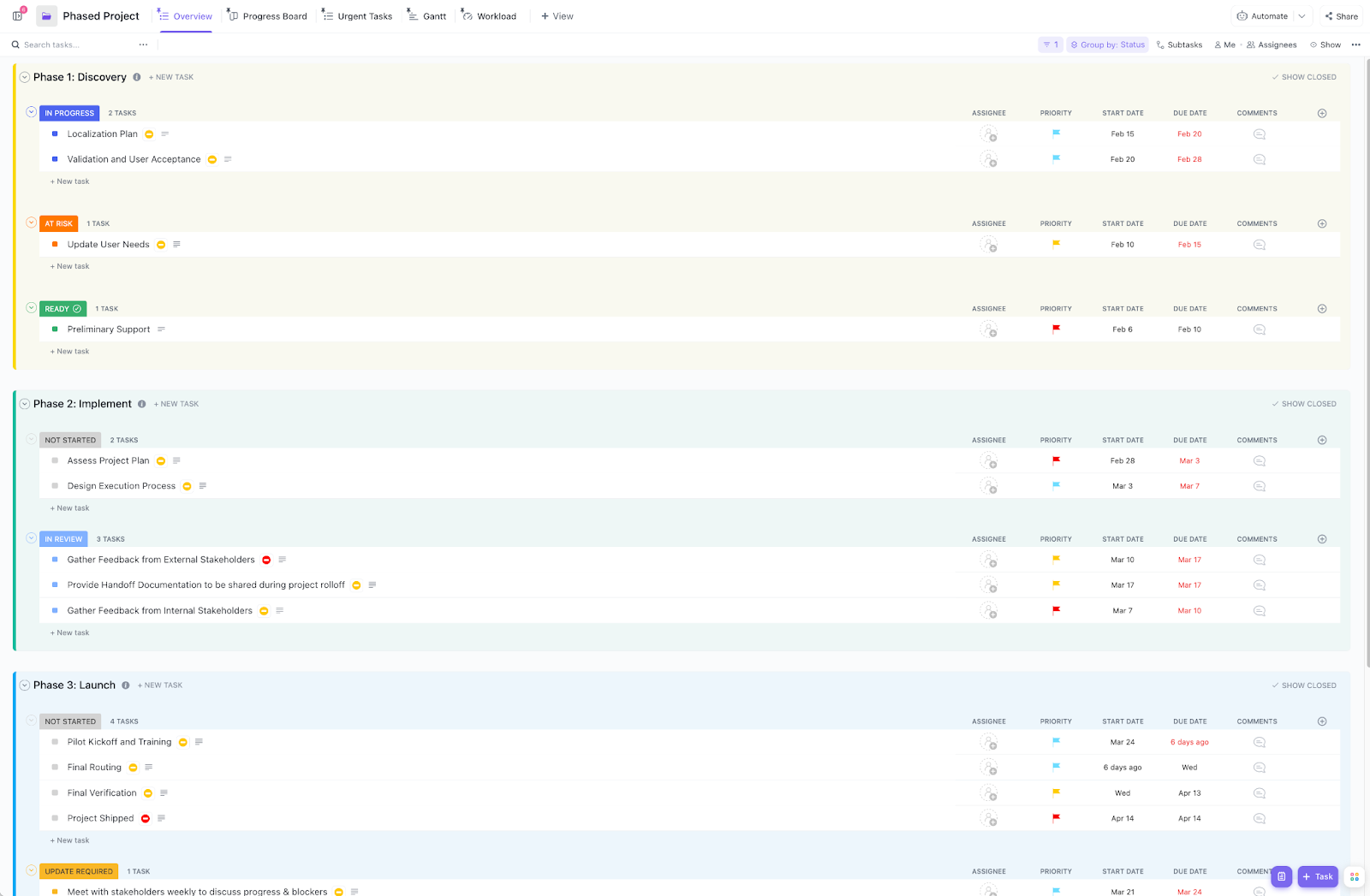 Structure every aspect of your project with ClickUp's Project Management Template