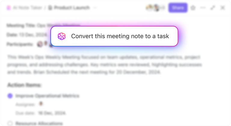 Create tasks directly from your notes without having to open new windows or swapping apps