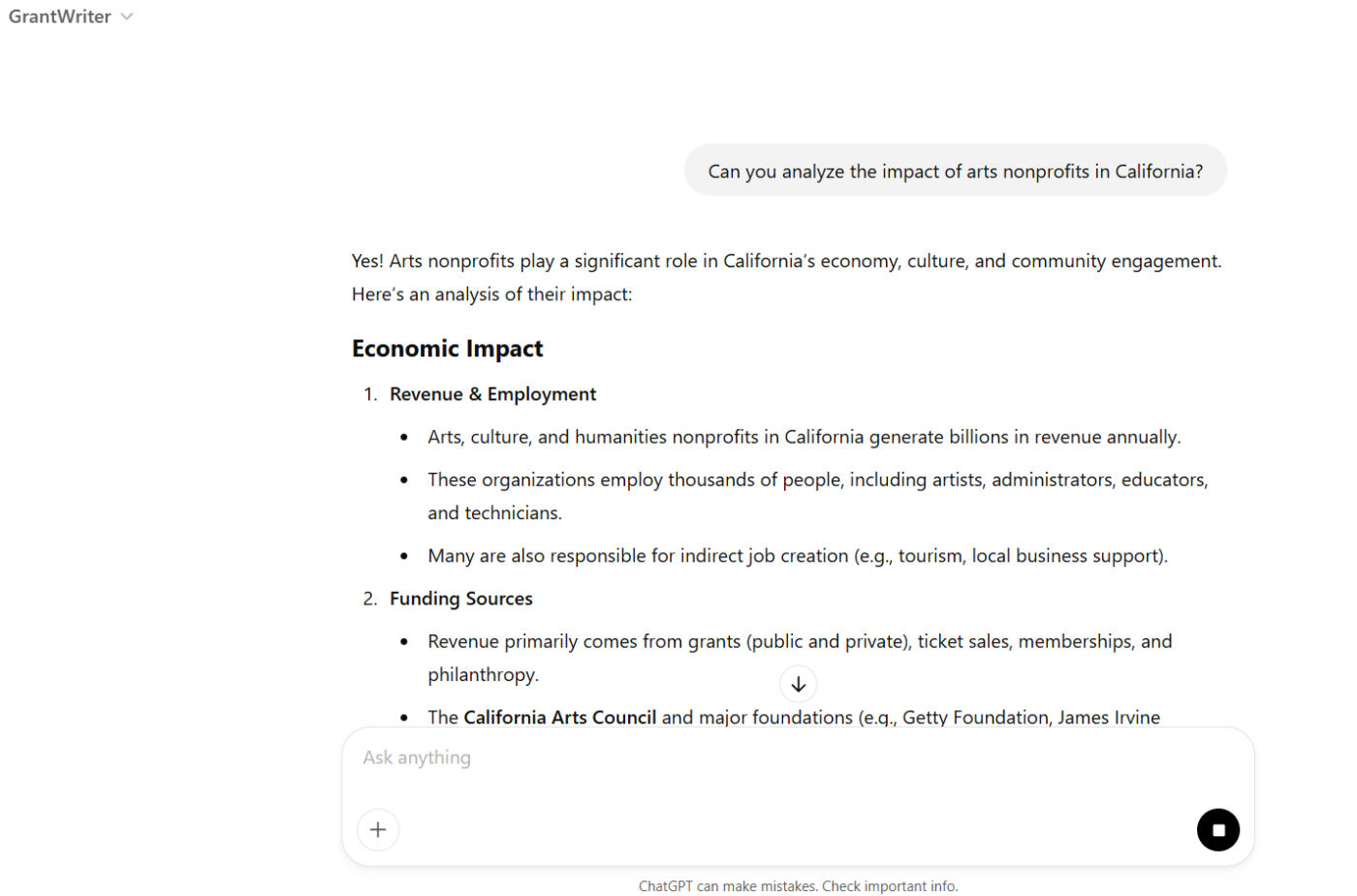 GrantWriter GPT: Get analyses on your research topics