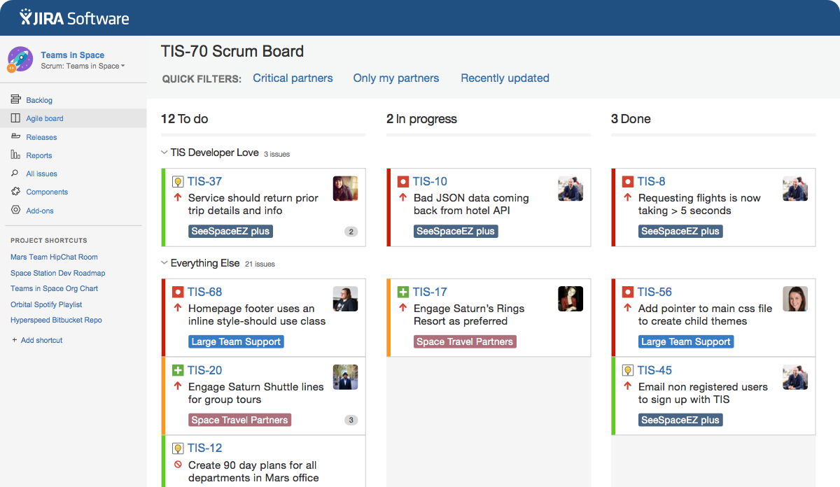 Jira's interface for project progress tracking : trello vs jira