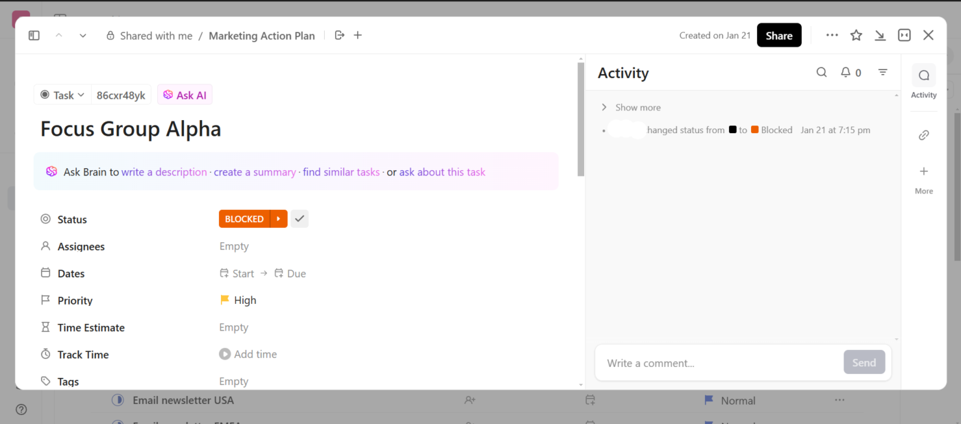 Open the task you want to create into a template