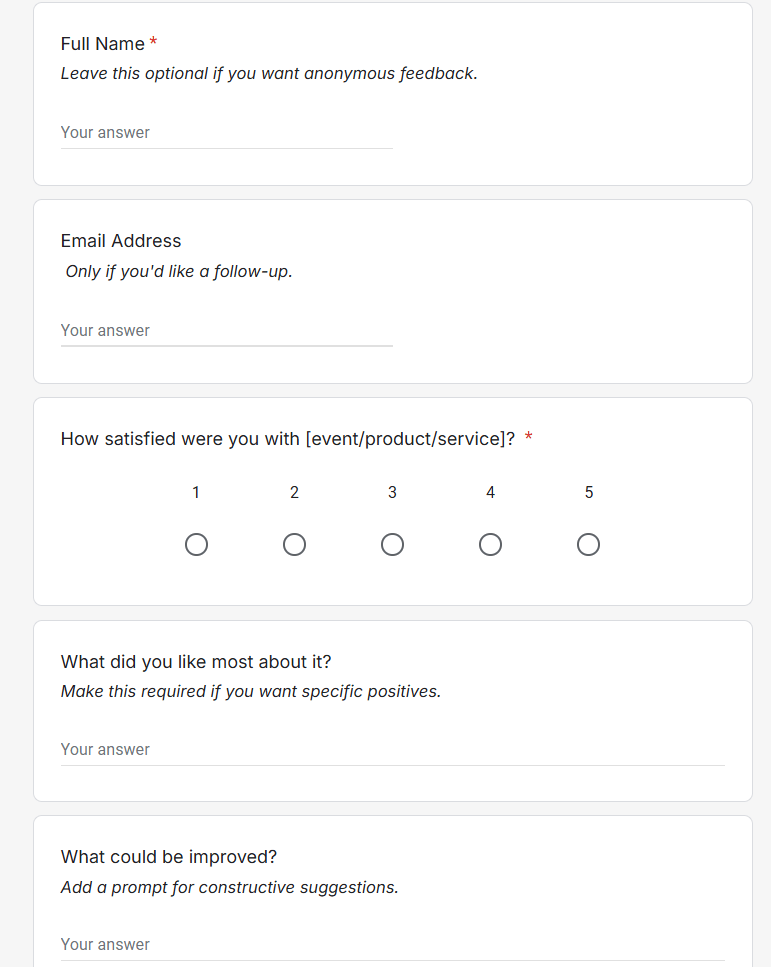 Streamline your feedback process with the Feedback Form Template by ClickUp