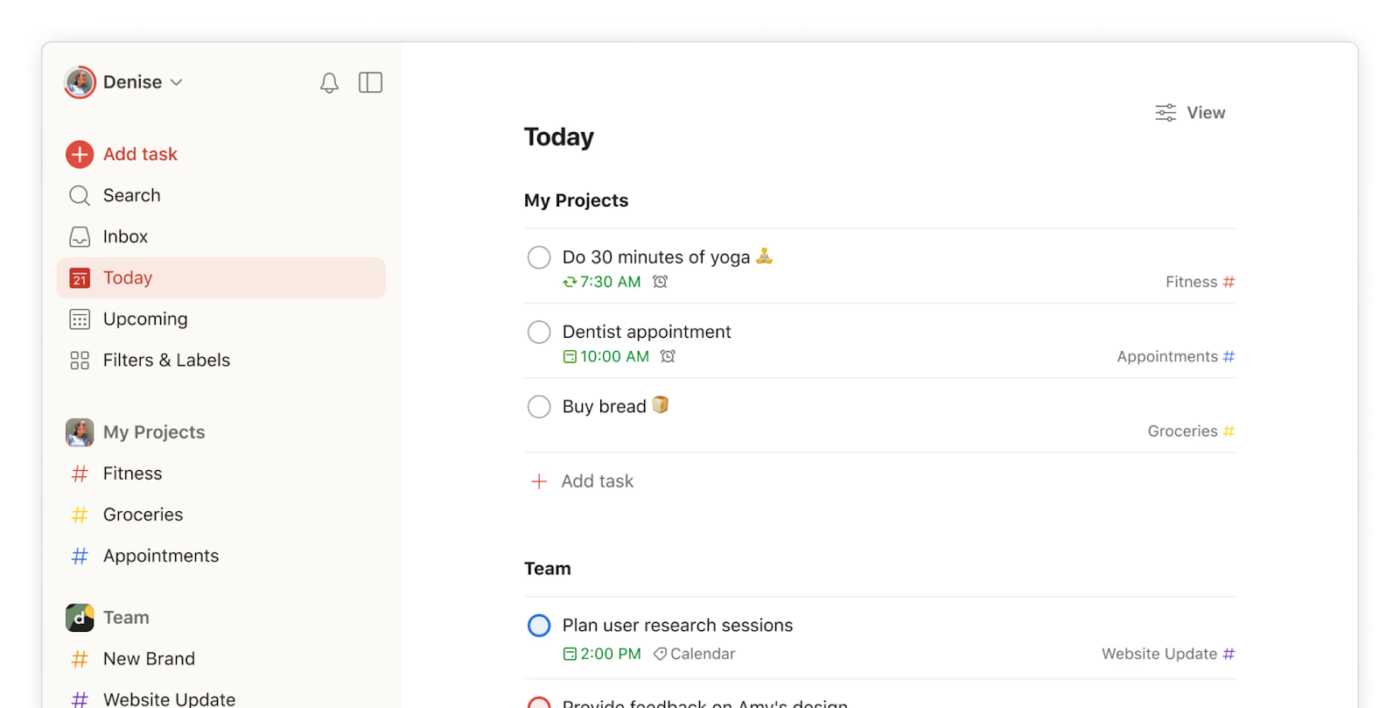 Todoist: Quản lý công việc cá nhân được đơn giản hóa với ứng dụng thay thế Motion này