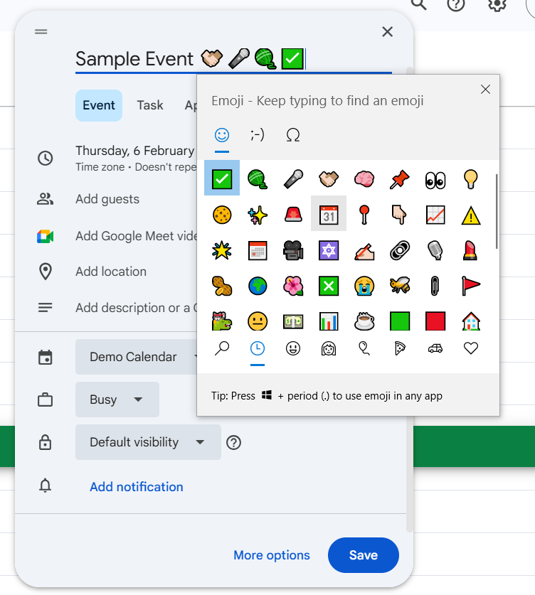 Use emojis in event titles