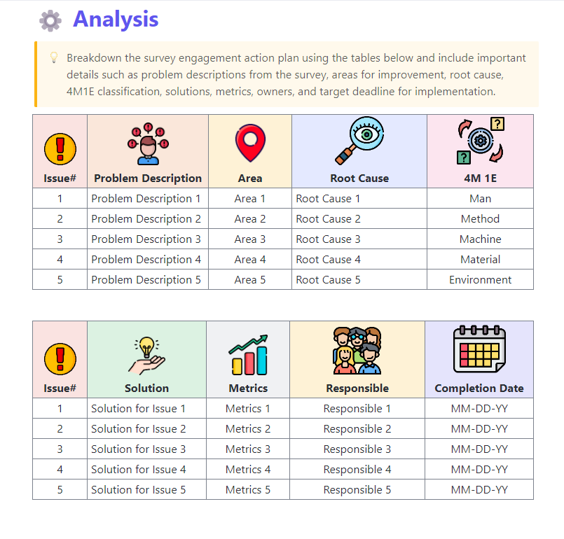 Anonymous Feedback Form Templates: ClickUp Engagement Survey Action Plan Template