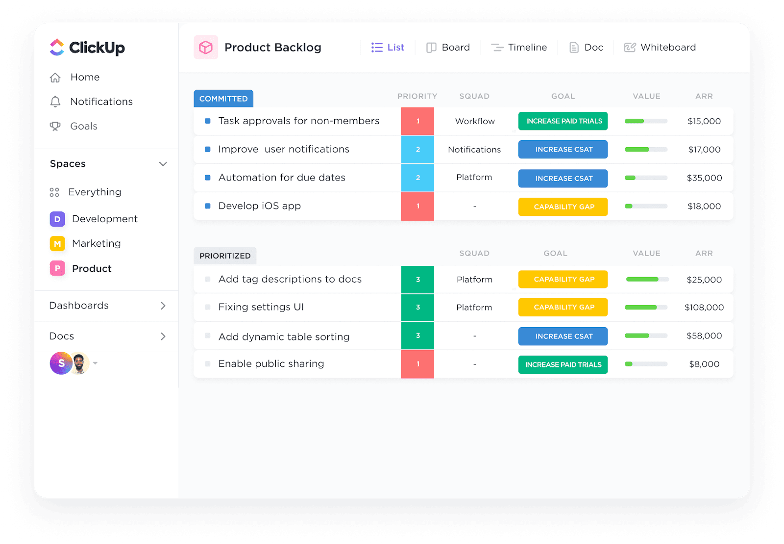 ClickUp Dashboard