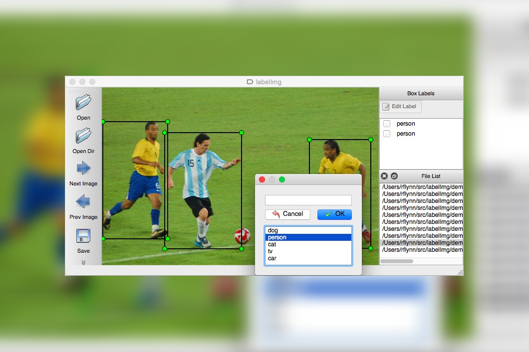 LabelImg for fast and simple object detection annotation