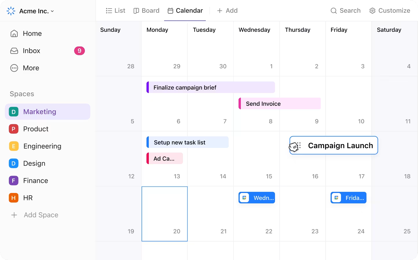  ClickUp’s Calendar View