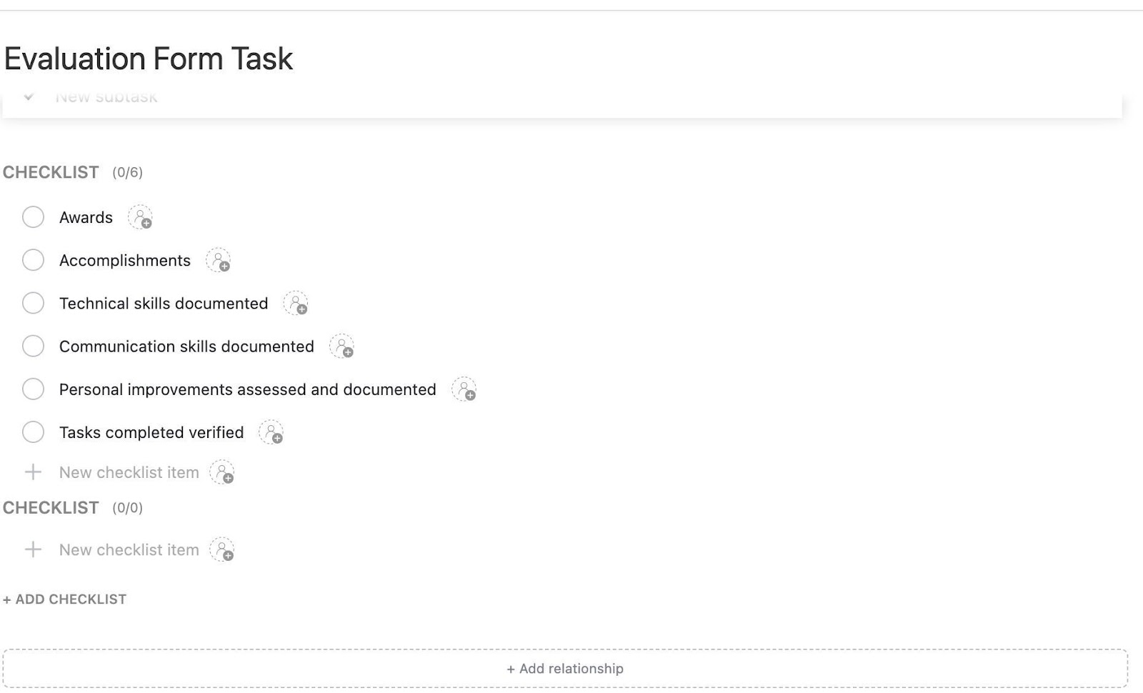 ClickUp Evaluation Form Task Template