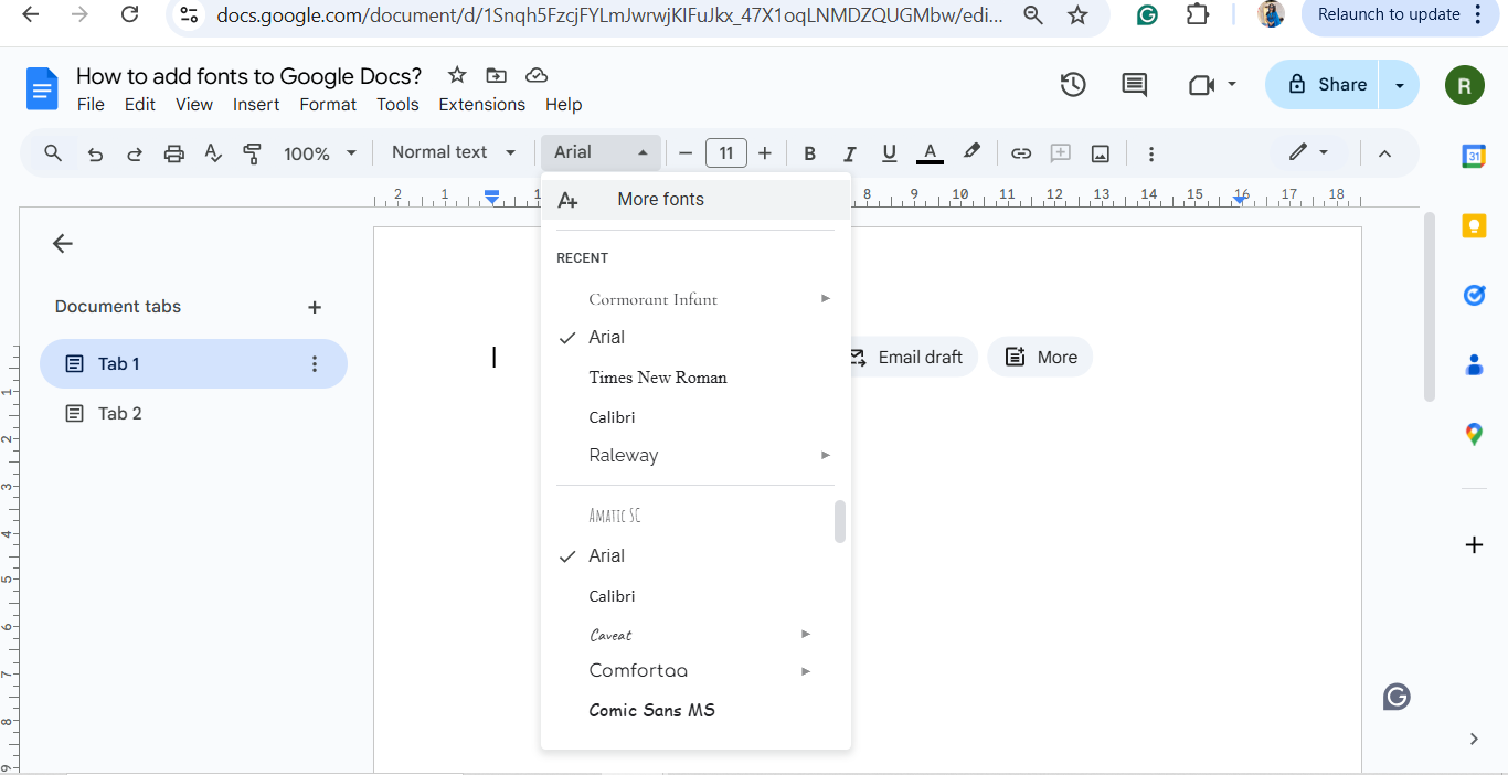 Adicionar fontes integradas: Como adicionar fontes ao Google Docs