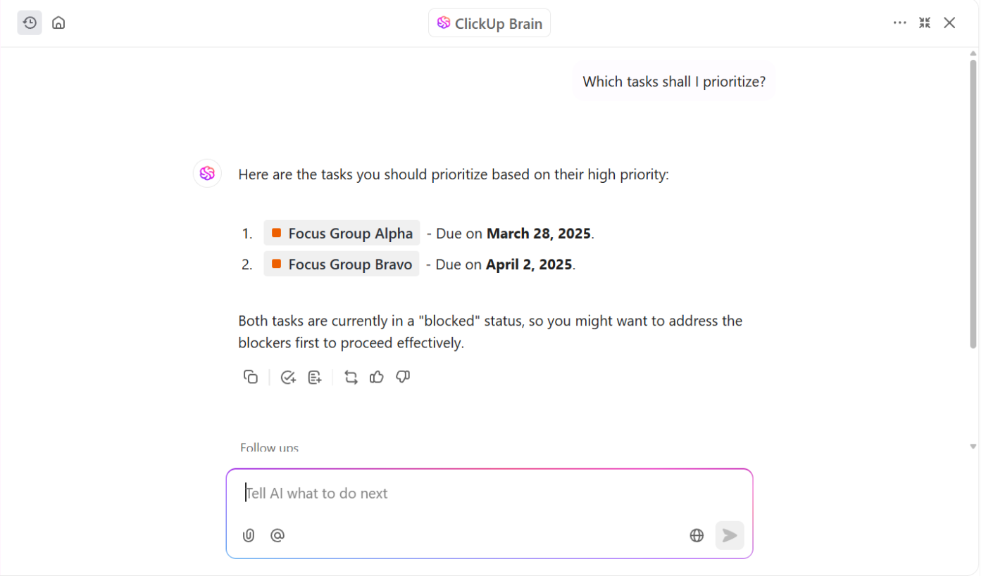 Use ClickUp Brain to do the heavy lifting for you