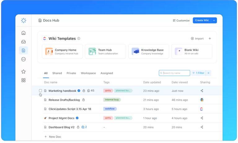 Centralize your company’s knowledge with ClickUp Knowledge Management