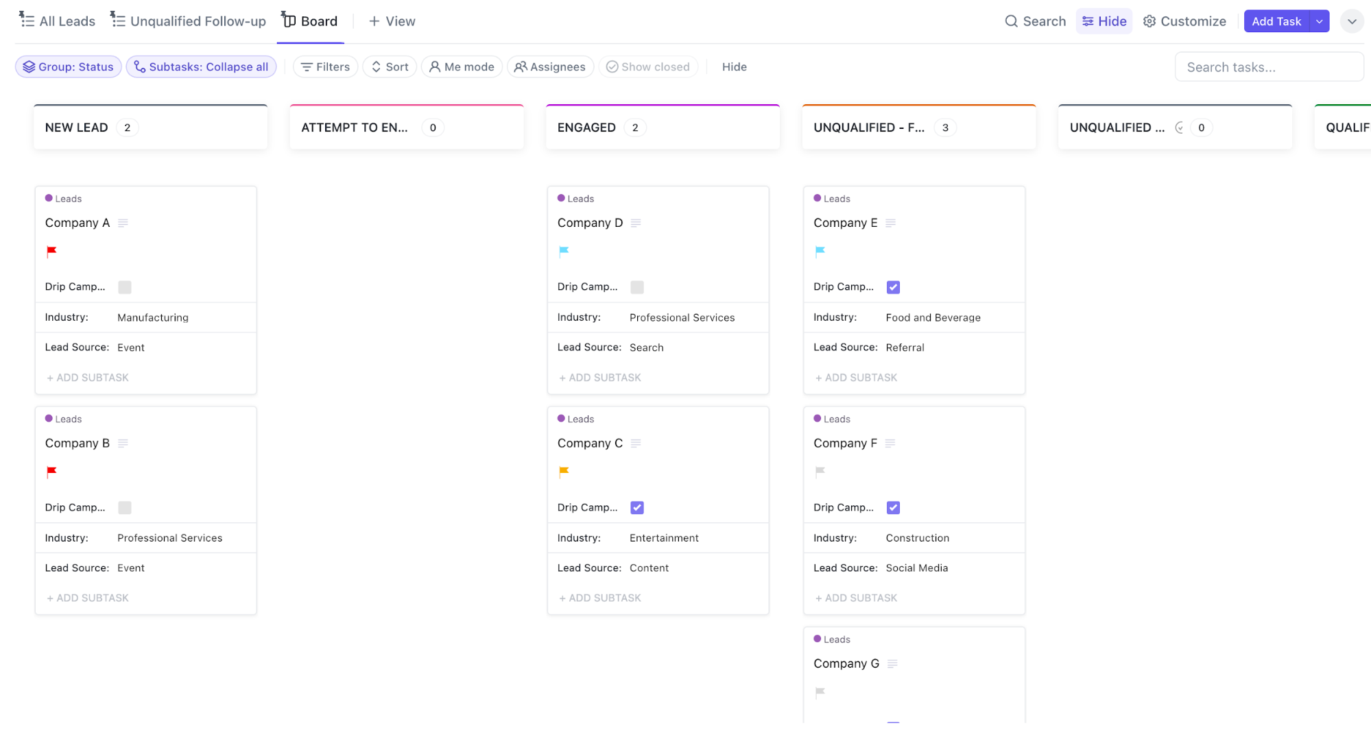 ClickUp Sales CRM Template