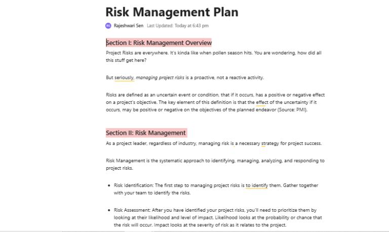 ClickUp Vendor Risk Management Template: vendor risk assessment template