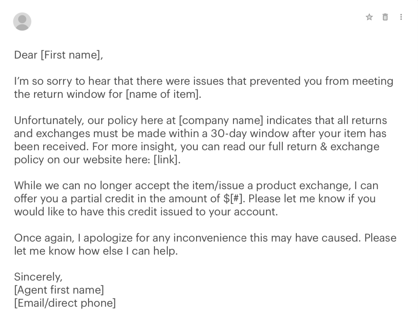 Customer Service Email Response Template by Medallia