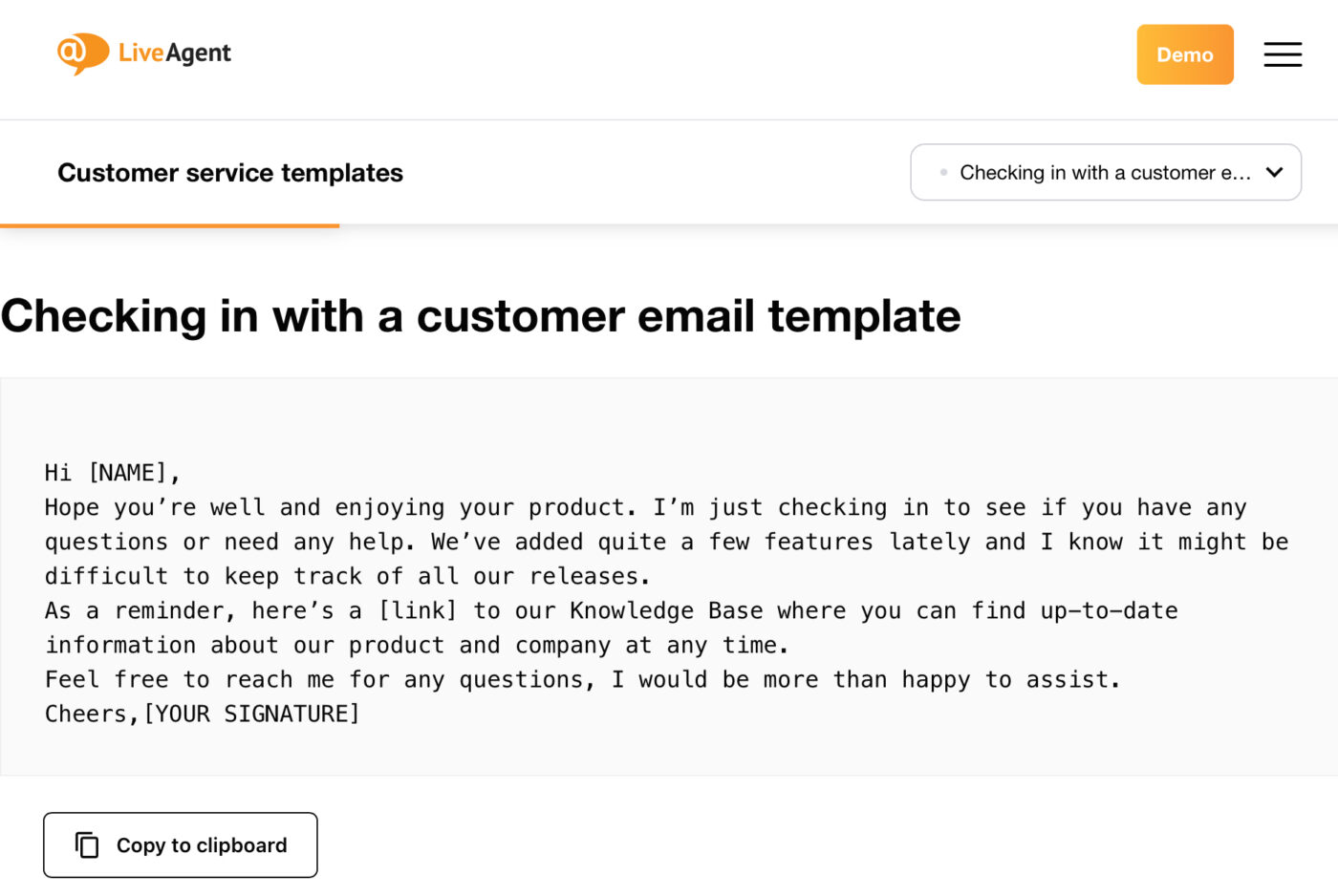 Customer Service Response Templates by LiveAgent