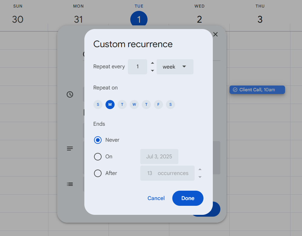 Tùy chỉnh sự kiện trong Lịch Google để lập lịch ca làm việc đơn giản hơn: Cách tạo lịch làm việc trong Lịch Google