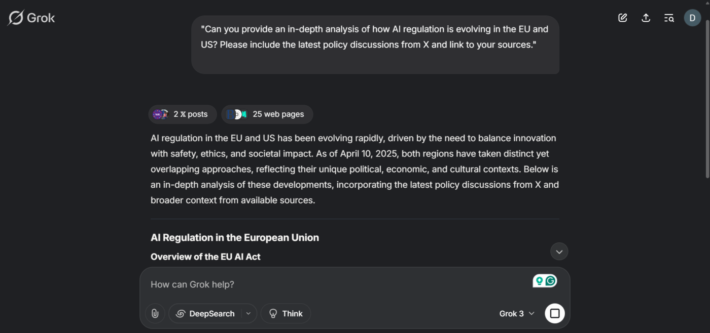 Ask Grok to give you real-time news updates