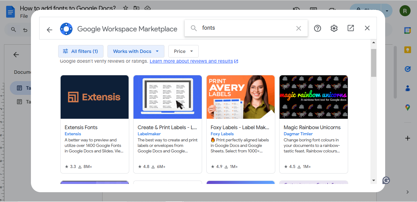 Fontes diferentes no Google Docs