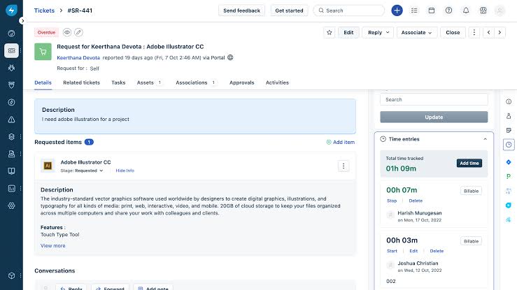 Freshservice: Get an internal web widget for tickets
