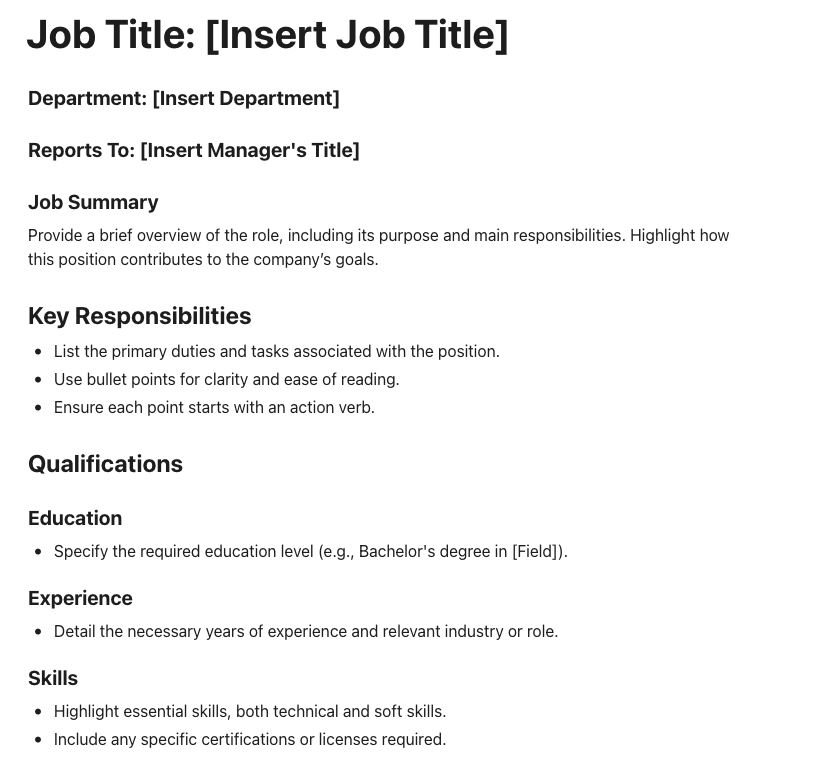 Plantillas gratuitas de descripción de puestos de trabajo profesionales para Word