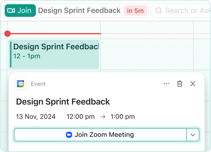 Join your next meeting right from ClickUp Calendar