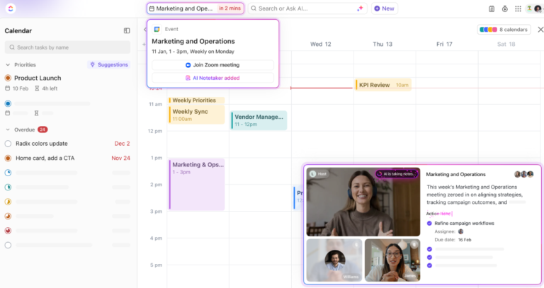Keep track of important information with ClickUp AI Notetaker