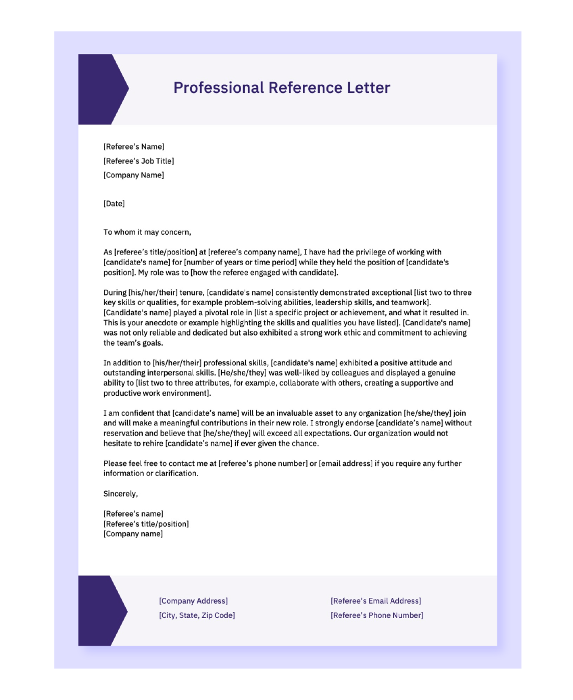 Professional Reference Letter Template by AIHR