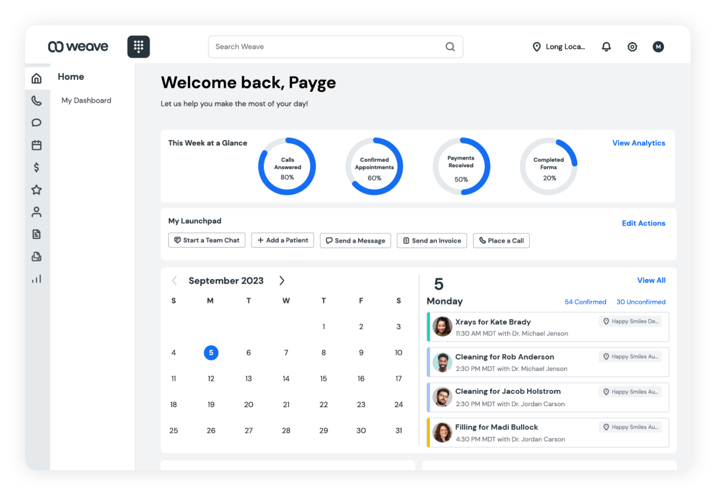 Weave Dashboard: systemy oprogramowania do planowania w służbie zdrowia