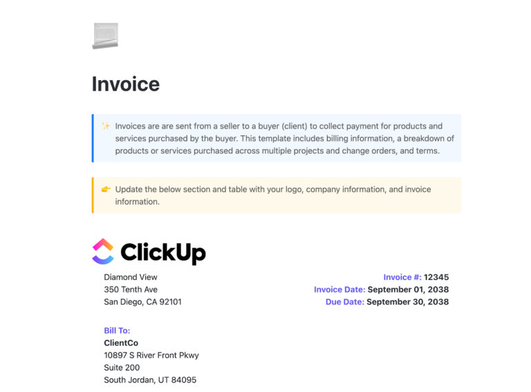 Statement Of Account Template: ClickUp Invoice Template